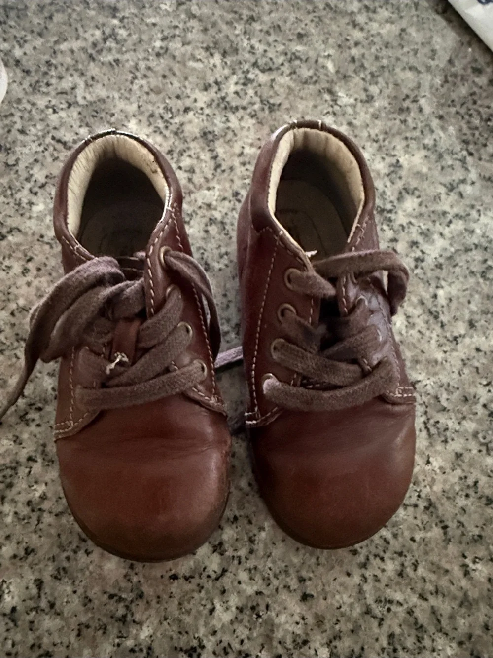 Stride Rite Brown Leather Toddler Lace-Up Dress Shoes  size 6w